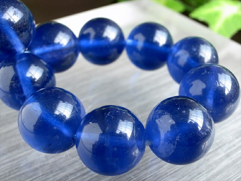 AAA+ ロイヤルブルーフローライト 蛍石 ブレスレット 12mm-12.5mm×17珠 鮮やかブルー 超透明 青緑の美しい蛍石 アメリカ産 パワーストーン 天然石