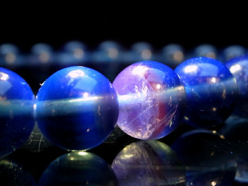 赤蛍光 ブルーフローライト 蛍石 ブレスレット 7.5mm-8mm×24珠 鮮やかブルー 超透明 青緑の美しい蛍石 アメリカ産 パワーストーン 天然石