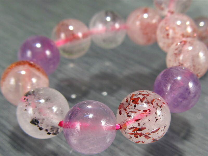 3A+ スーパーセブン ブレスレット 7.5mm-8mm×25珠 7つのパワーを持つ石 大人気MIXカラー 極上天然石 キラキラインクルージョン 一点物 ブラジル産