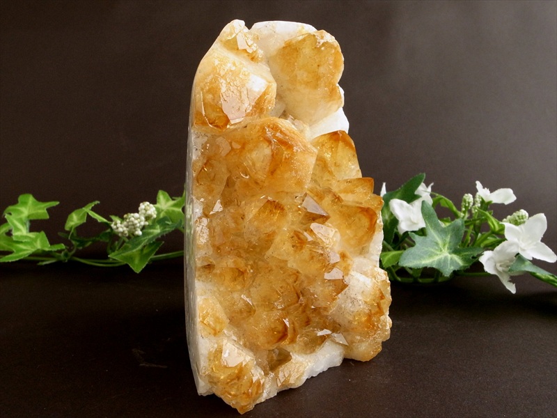 特濃ブランデーカラー シトリン クラスター 原石 スタンド型 高さ 109mm 重さ 826g 商売繁盛のお守りに 空間の浄化など 11月の誕生石 一点物 黄水晶