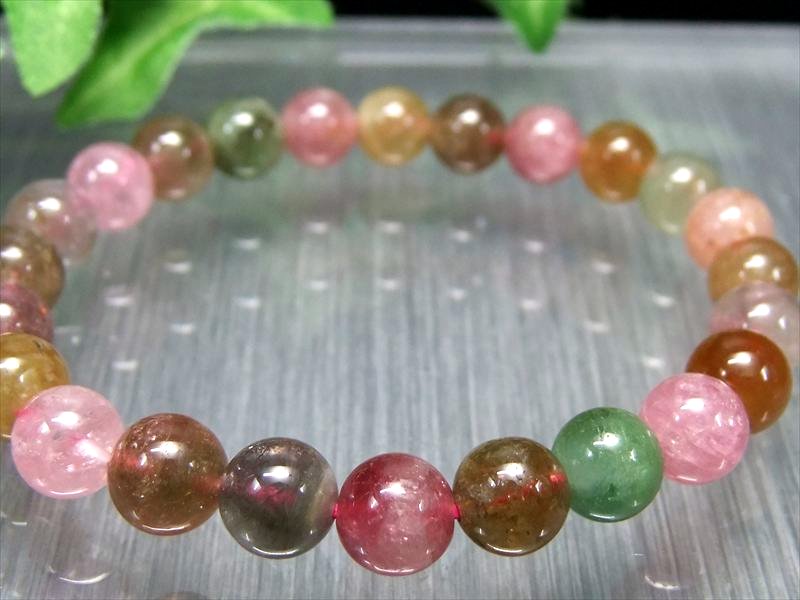 レア産地 4A+ MIXカラー トルマリン ブレスレット 7.5mm-8mm×24珠 透明明るめカラー 10月の誕生石 心に活力と勇気を与える石 1点もの 一点もの