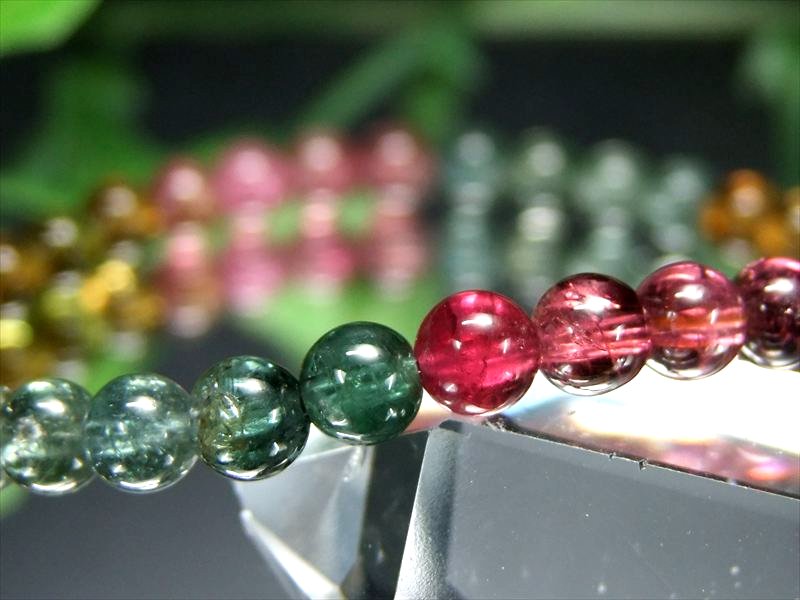 宝石ルベライト S級 超透明 MIXトルマリン 電気石 ブレスレット 5mm-5.5mm×37珠 心に活力と勇気を与える石 幸運・健康を引き寄せる石 極上宝石質 1点物