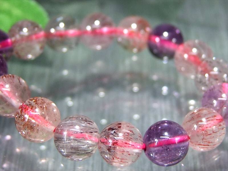 針状鉱物 4A+ スーパーセブン ブレスレット 7.5mm-8mm×25珠 7種類の石の要素が共鳴する パワーストーン 天然石 一点もの ブラジル産 パワーストーン 天然石