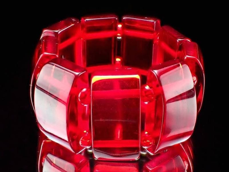 ルビーレッドアンバー 天然琥珀 スクエアカットリング 石サイズ縦幅約11mm-13mm 指輪 リング 植物由来ならではの優しい肌触り 約7号-11号 タイプF バルト海産