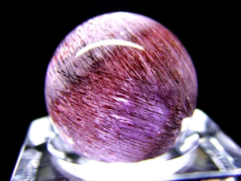 1玉入魂 S級 スーパーセブン 丸玉 台座付き 直径17.2mm珠 金属光沢有り ゲーサイト・アメジスト・まさにスーパーセブン バイヤー厳選 極上一点物 ブラジル産