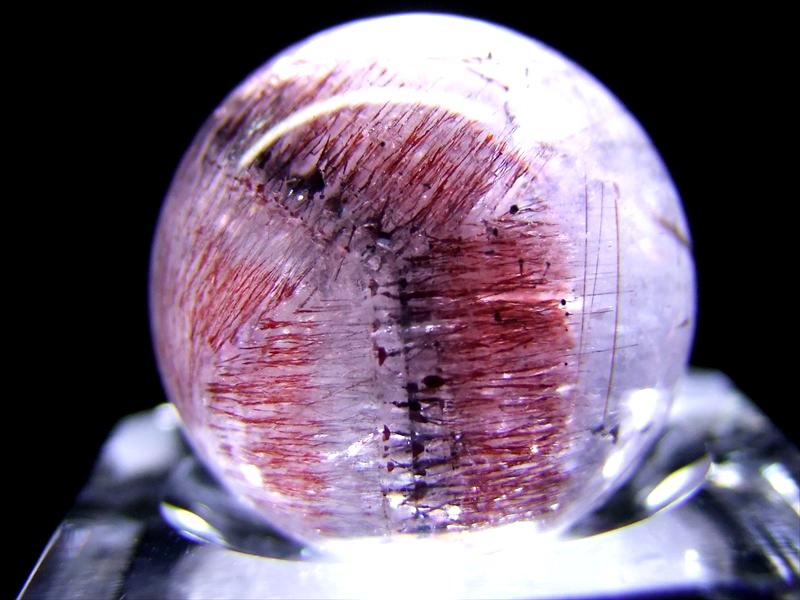 1玉入魂 S級 スーパーセブン 丸玉 台座付き 直径17.3mm珠 金属光沢有り ゲーサイト・アメジスト・まさにスーパーセブン バイヤー厳選 極上一点物 ブラジル産