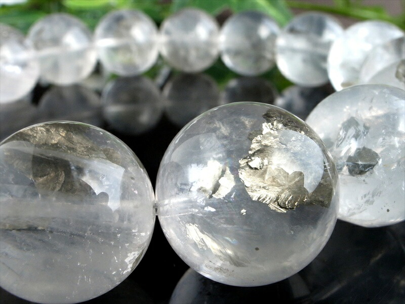 4A マーカサイトインクォーツ 白鉄鉱入り水晶 ブレスレット 13mm-14mm×16珠 未来を切り開いていけるサポートストーン 水晶内で生き続ける輝き