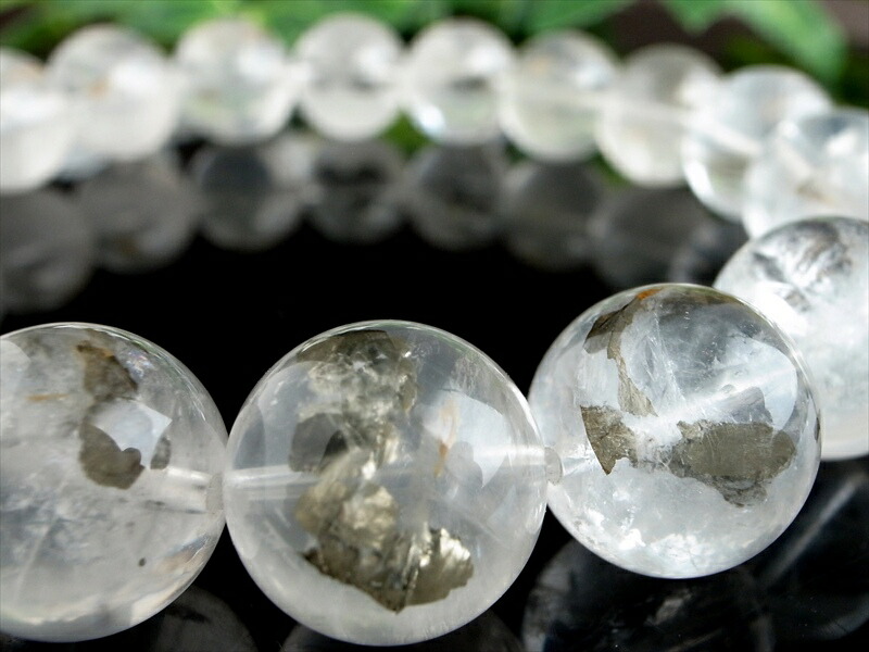 4A マーカサイトインクォーツ 白鉄鉱入り水晶 ブレスレット 10mm-10.5mm×19珠 未来を切り開いていけるサポートストーン 水晶内で生き続ける輝き