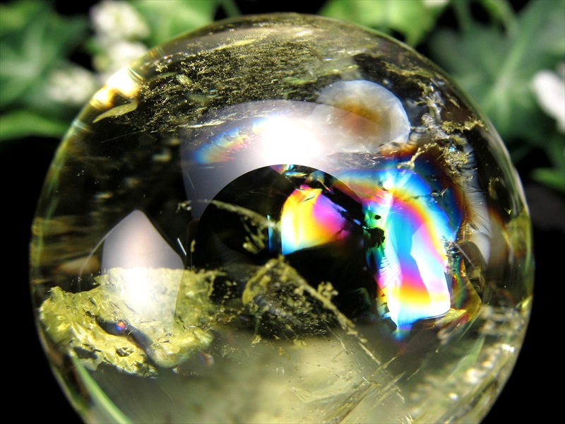 超透明 S級 虹入り シトリン 丸玉 台座付 直径約45.5mm 重さ131.6g 透明感抜群 金運 財運 幸運 お守りにも 一点もの ブラジル産 パワーストーン 天然石