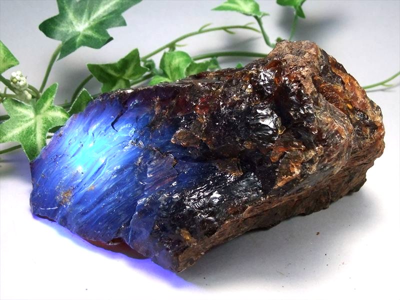 限定入荷 神秘のブルー発色 ブルーアンバー 原石 最大幅115mm 重さ約184g 琥珀 樹木由来の生命力 ブラックライトで変色 神秘のブルー スマトラ島産