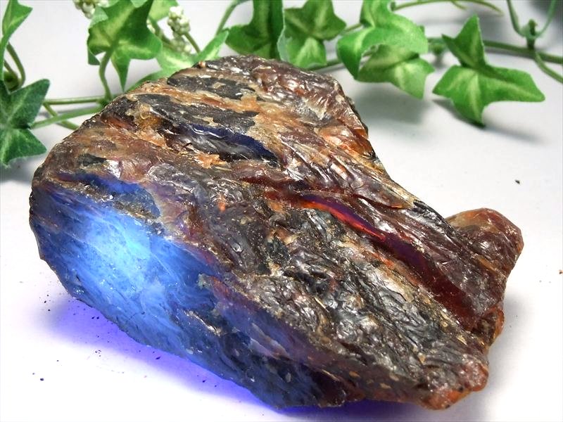 限定入荷 神秘のブルー発色 ブルーアンバー 原石 最大幅101mm 重さ約153g 琥珀 樹木由来の生命力 ブラックライトで変色 神秘のブルー スマトラ島産