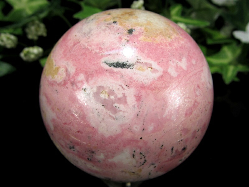 無条件の愛と癒し ピンクゾイサイト 丸玉 台座付 直径 55mm 重さ 265.3g 恋愛成就と積極性を引き出す石 心を包み込む 優しいピンクの光 スフィア 一点物