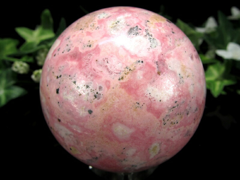 無条件の愛と癒し ピンクゾイサイト 丸玉 台座付 直径 58.5mm 重さ 351.6g 恋愛成就と積極性を引き出す石 心を包み込む 優しいピンクの光 スフィア 一点物