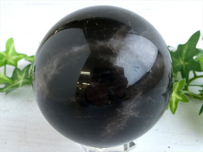 漆黒の大玉 モリオン 黒水晶 丸玉 台座付 直径約84mm 重さ約873g 魔除け 厄除けの黒い水晶 激レア 一点もの チベット産 パワーストーン 天然石
