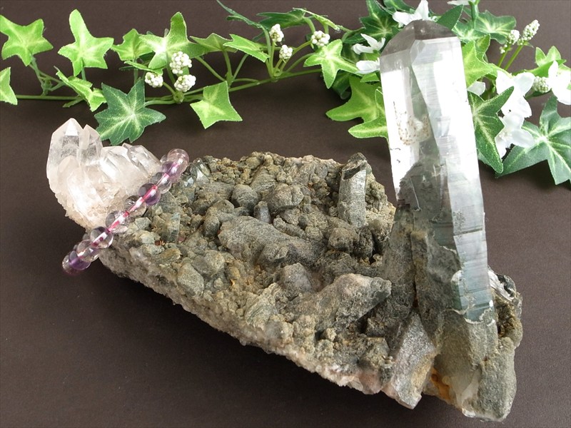 極限環境が生んだ水晶 ガルサ産 水晶クラスター 最大幅 約186mm 重さ 約828g 厳選1点物 ギャランティカード付き 多彩な内包物&荒々しい結晶 浄化 インテリア