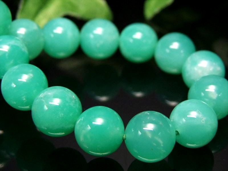 ぷるんと透明感 3A クリソプレーズ ブレスレット 9mm-9.5mm×21珠 隠れた才能を引き出す石 艶やかアップルグリーンの希少石 1点もの オーストラリア産