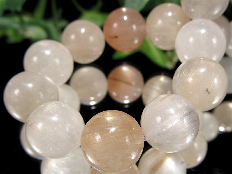 ふんわりカラーMIX×極上ラビットヘア ラビットヘア ルチル クォーツ サゲニティック クォーツ ブレスレット 10.5mm-11mm×19珠 心身浄化と幸運招来の希少石