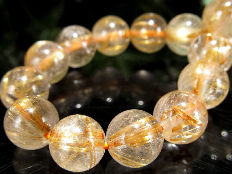 針多め 3A ゴールドルチルクォーツ ブレスレット 7.5mm-8mm×24珠 繊細針 ルチル際立つ透明感 金運の代表石 一点もの ブラジル産 パワーストーン 天然石
