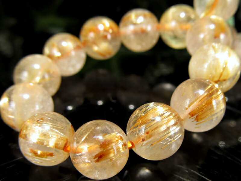 針多め 3A ゴールドルチルクォーツ ブレスレット 7.5mm-8mm×25珠 繊細針 ルチル際立つ透明感 金運の代表石 一点もの ブラジル産 パワーストーン 天然石