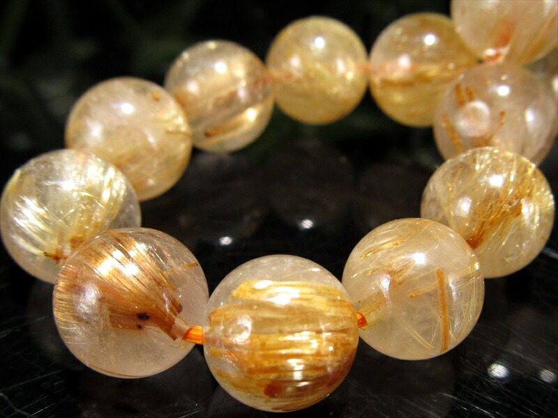 針多め 3A ゴールドルチルクォーツ ブレスレット 9mm-9.5mm×21珠 繊細針 ルチル際立つ透明感 金運の代表石 一点もの ブラジル産 パワーストーン 天然石