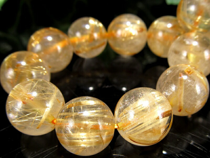 針多め 3A ゴールドルチルクォーツ ブレスレット 11mm-11.5mm×18珠 繊細針 ルチル際立つ透明感 金運の代表石 一点もの ブラジル産 パワーストーン 天然石