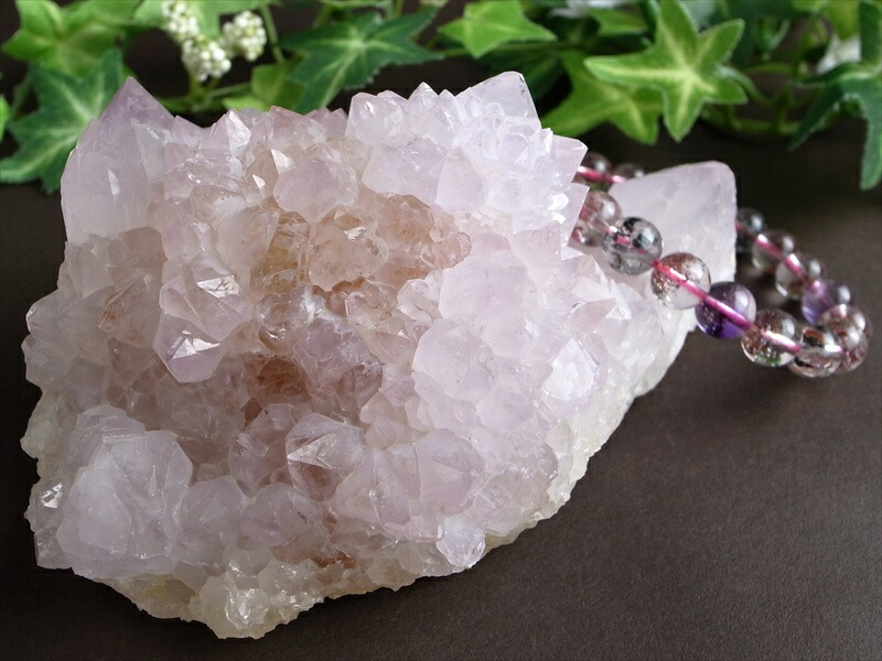 ヒーラーに大人気 4A カクタス アメジスト クラスター原石 最大幅 131mm 重さ 532.5g 精霊の宿る水晶 紫水晶 サボテンアメジスト 2月 誕生石 1点もの