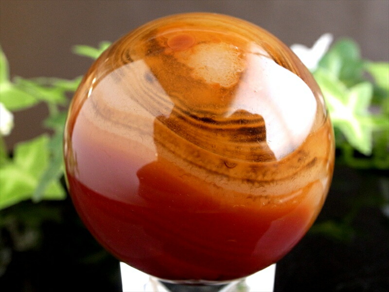 5A 模様くっきり サードオニキス 丸玉 直径約45mm 重さ約137g 赤縞瑪瑙 自然がつくりあげた神秘的なアート つやつや褐色に白い縞模様 夫婦の幸せのお守り