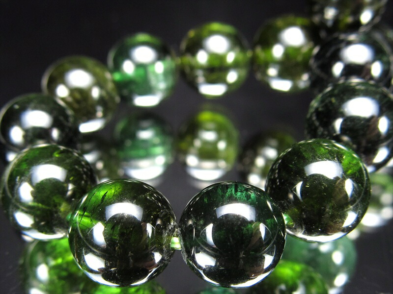 グリーン トルマリン ブレスレット 8.5mm-9mm×22珠 電気石 10月誕生石 心身を安定させる石 極上一点物 ブラジル産 パワーストーン 天然石