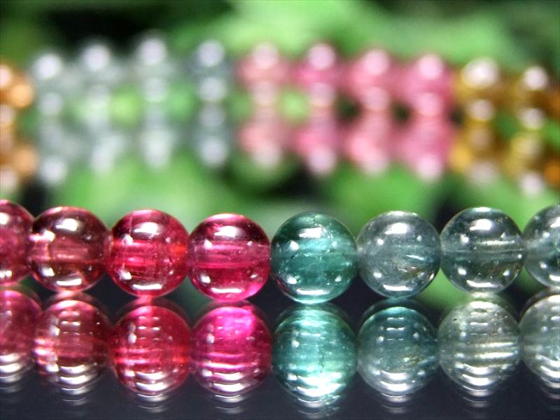 パライバ・ルベライト S級 超透明 MIXトルマリン 電気石 ブレスレット 5mm-5.5mm×37珠 ポップなキャンディーカラー 幸運・健康を引き寄せる石