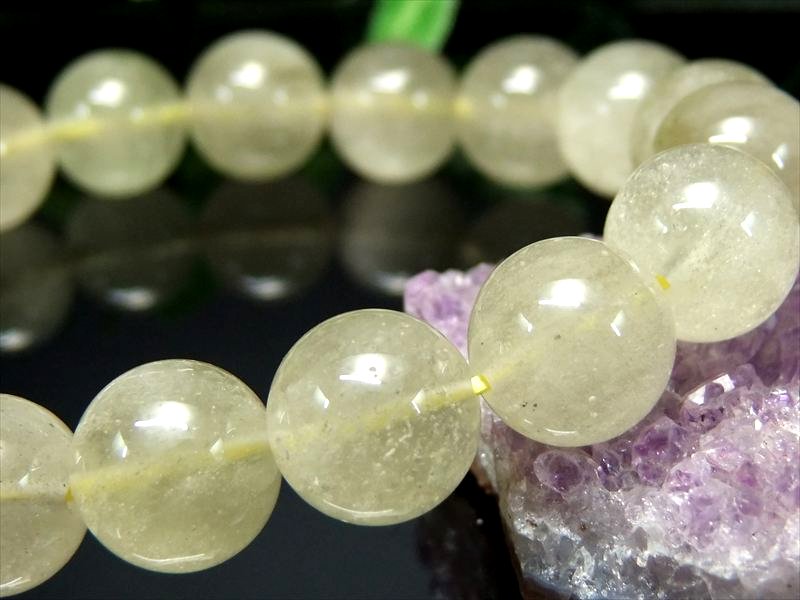 しゅわしゅわスパークリング AA+ リビアングラス ブレスレット 12mm-12.5mm×17珠 リビア砂漠の秘宝 隕石由来の天然インパクトガラス 一点物 エジプト産