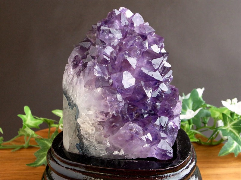 3A アメジスト クラスター 専用木製台座付 高さ135mm 重さ979g 極上 美結晶 愛の守護石 紫水晶 天然石 1点物 ブラジル産 パワーストーン 天然石