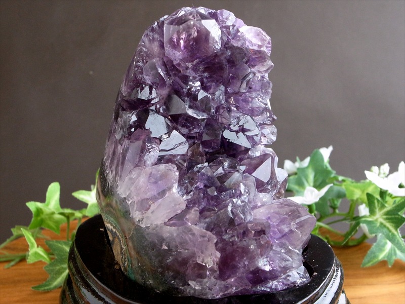 3A アメジスト クラスター 専用木製台座付 高さ135mm 重さ871g 極上 美結晶 愛の守護石 紫水晶 天然石 1点物 ブラジル産 パワーストーン 天然石