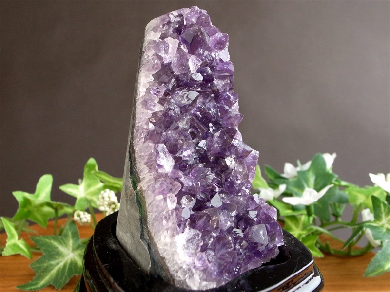 3A アメジスト クラスター 専用木製台座付 高さ121mm 重さ367g 極上 美結晶 愛の守護石 紫水晶 天然石 1点物 ブラジル産 パワーストーン 天然石