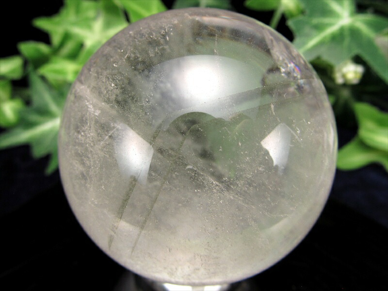 ダブルグリーンファントム 天然水晶 虹入り 丸玉 台座付き φ52mm 重さ 217.5g レインボー水晶 すべての浄化と純粋さの象徴 極上天然石 一点もの ブラジル産