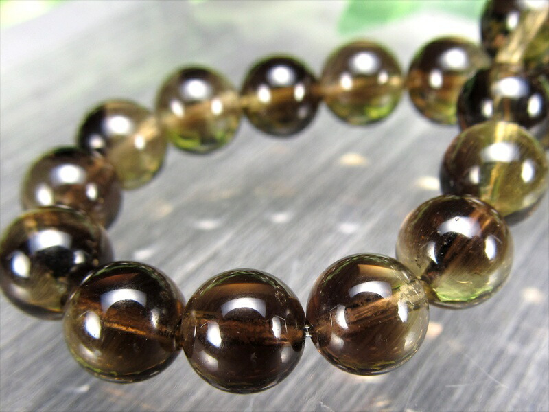 神秘的な陰影 富・商売繁盛をもたらす石 ゼウスクォーツ スモーキーシトリン ブレスレット 7.5mm-8mm×26珠 美しいブラックとイエローのコントラスト 黄水晶