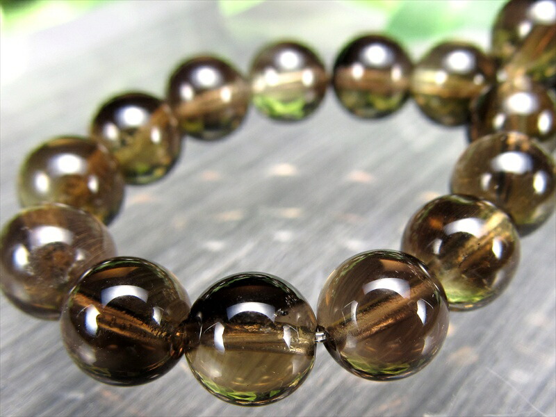 神秘的な陰影 富・商売繁盛をもたらす石 ゼウスクォーツ スモーキーシトリン ブレスレット 7mm-7.5mm×26珠 美しいブラックとイエローのコントラスト 黄水晶