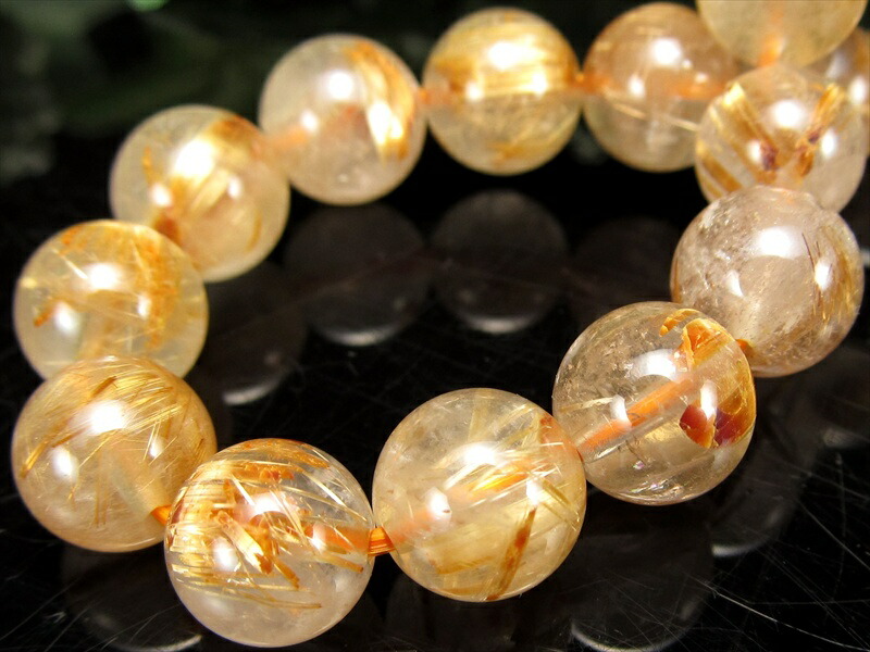 3A ゴールドルチル ブレスレット 8mm-8.5mm×23珠 ギラギラゴールド 金運の代表石 一点もの ブラジル産 パワーストーン 天然石