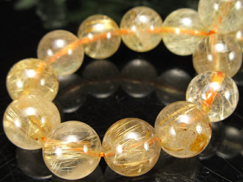 2A ゴールドルチル ブレスレット 9.5mm-10mm×22珠 ギラギラゴールド 金運の代表石 一点もの ブラジル産 パワーストーン 天然石