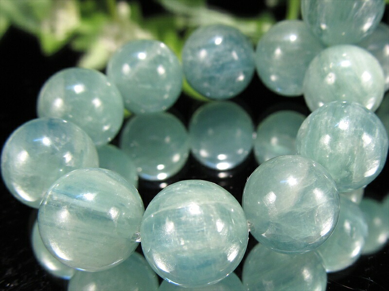 希少 天然グリーンカラー AA グリーンカイヤナイト 藍晶石 ブレスレット 9.5mm-10mm×20珠 流れるシラー効果 美しい多層結晶の輝き 勇気を与える石 一点物