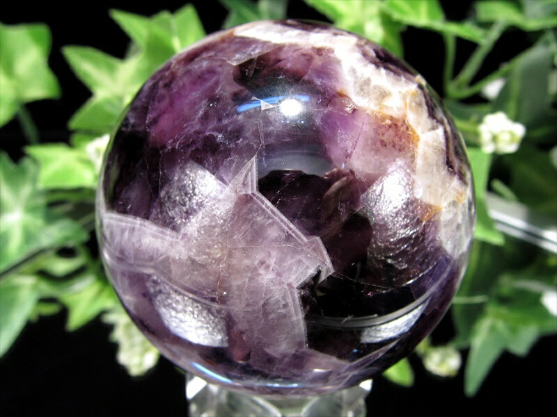 くっきり結晶 シェブロン アメジスト 丸玉 直径52mm 重さ191g くっきり山模様 愛の守護石 癒しと安らぎの石 一点もの 紫水晶 ブラジル産 パワーストーン