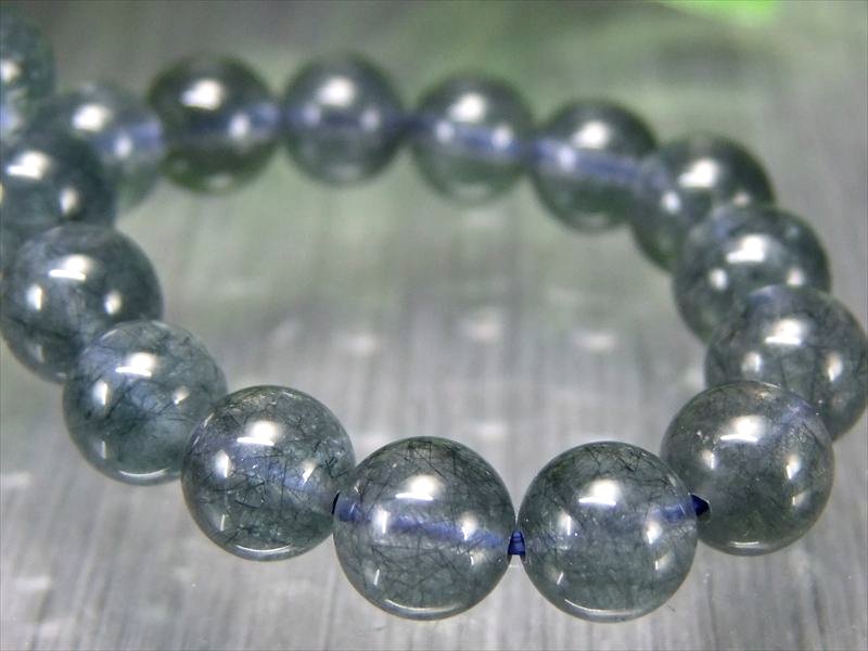 5A ブルールチル インディゴライト サゲニティック クォーツブレスレット 7.5mm-8mm×24珠 希少 ストレス鎮静ルチル 濃密藍針水晶 厳選1点物 ブラジル産