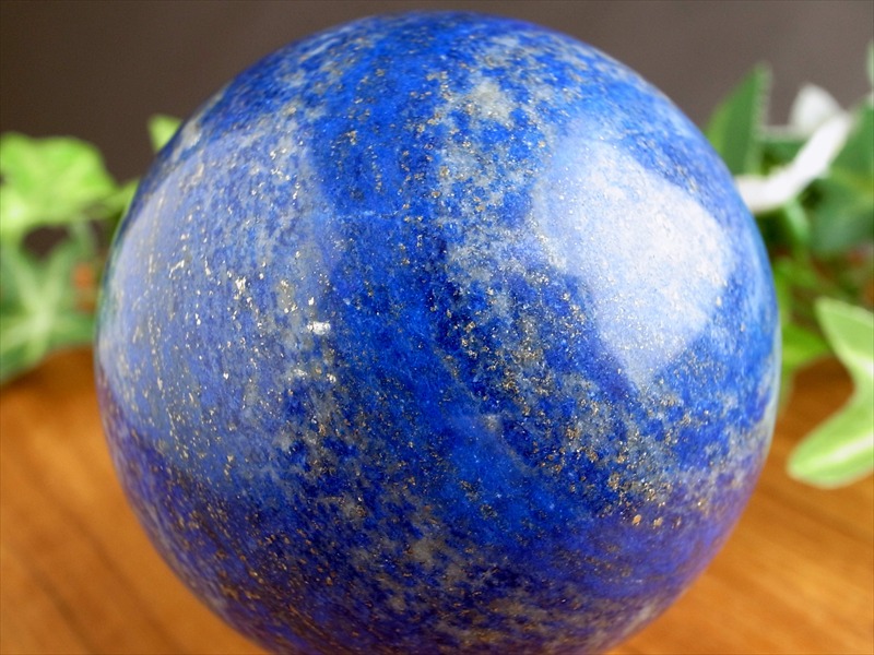 4A ラピスラズリ 丸玉 台座付 直径60mm 重さ376g つやつや光沢のある紺色 幸運を呼び寄せる ラピスラズリ 丸玉置物 一点もの アフガニスタン産