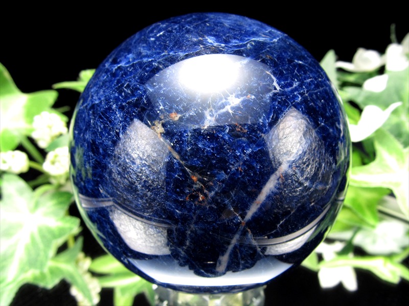 インペリアル ソーダライト 丸玉 台座付 直径61mm 重さ302g 極上濃色ディープブルー 夢や目標のサポートをする石 方曹達石 一点物 ブラジル産 パワーストーン