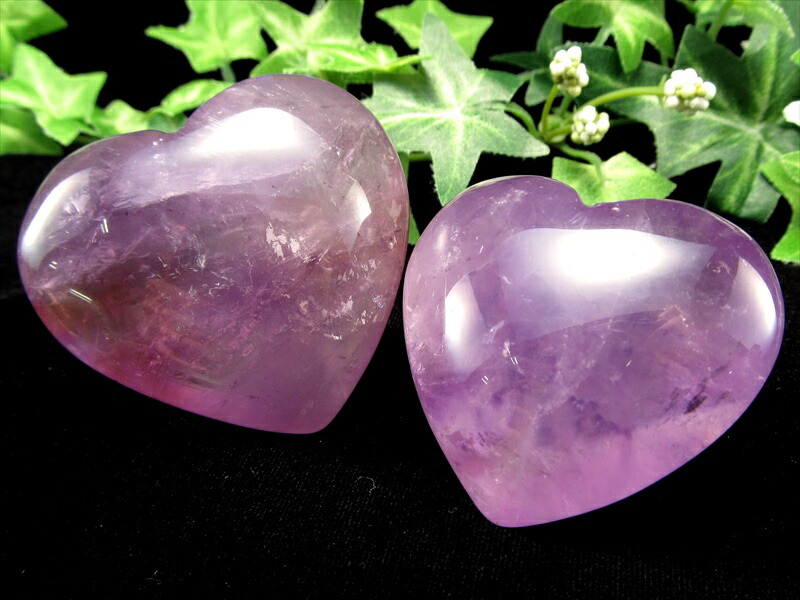 アメジスト ハート タンブル 1個売り 重さ約90g-100g 優しい発色のラベンダー シトリンが混ざったアメトリンタイプも
