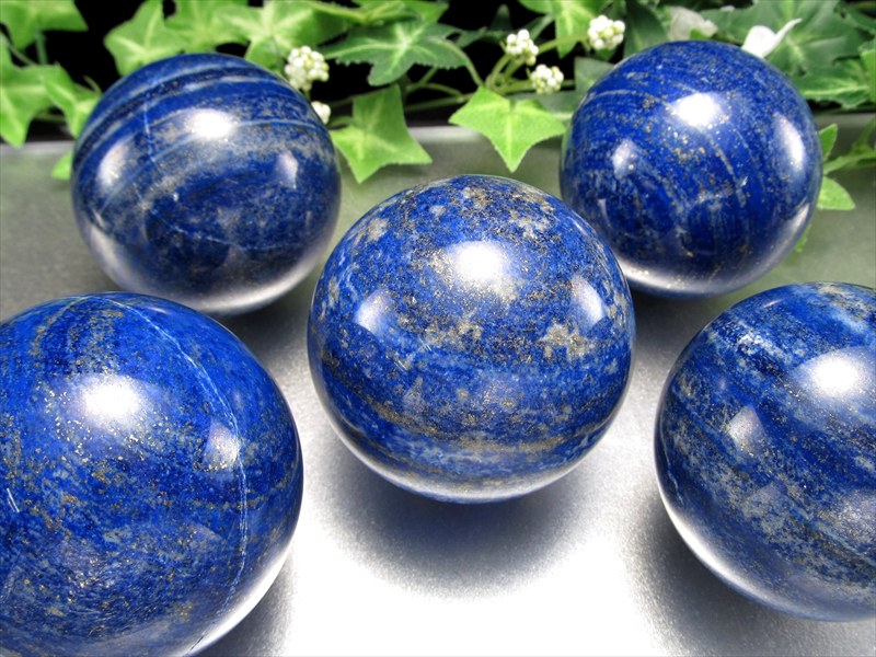 4A ラピスラズリ 丸玉 直径約54mm-56mm 1個売り つやつや光沢のある紺色 幸運を呼び寄せる ラピスラズリ 丸玉置物 アフガニスタン産 ma-s パワーストーン