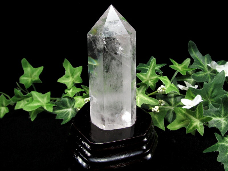 虹・貫入あり 水晶 ポイント 六角柱 高さ126mm 重さ258.7g 透明度抜群 大人気浄化アイテム 空間の浄化など 一点もの ブラジル産 パワーストーン 天然石