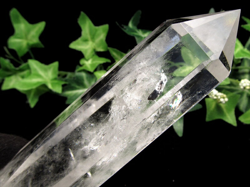 虹入り 水晶ポイント 六角柱 置物 高さ153mm 重さ249.9g 極上超透明 浄化 インテリア 一点もの ブラジル産 パワーストーン 天然石