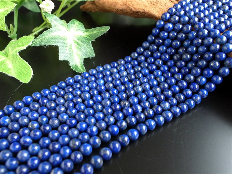 3A 約4mm-4.5mm珠 ラピスラズリ 一連 約38-40cm 12月の誕生石 深みある濃色ブルー 重厚感の群青色 アフガニスタン産 パワーストーン 天然石