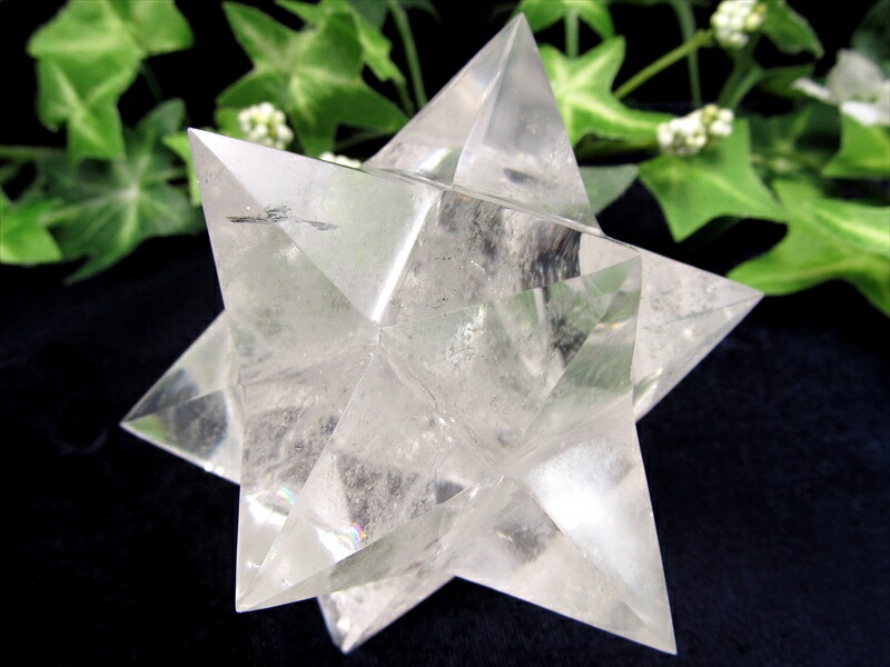 超希少レムリアンシード贅沢使用 水晶 アステロイド 小星型12面体 置物 最大幅約77mm 重さ約199g 五芒星と六芒星と正十二面体を兼ね備える