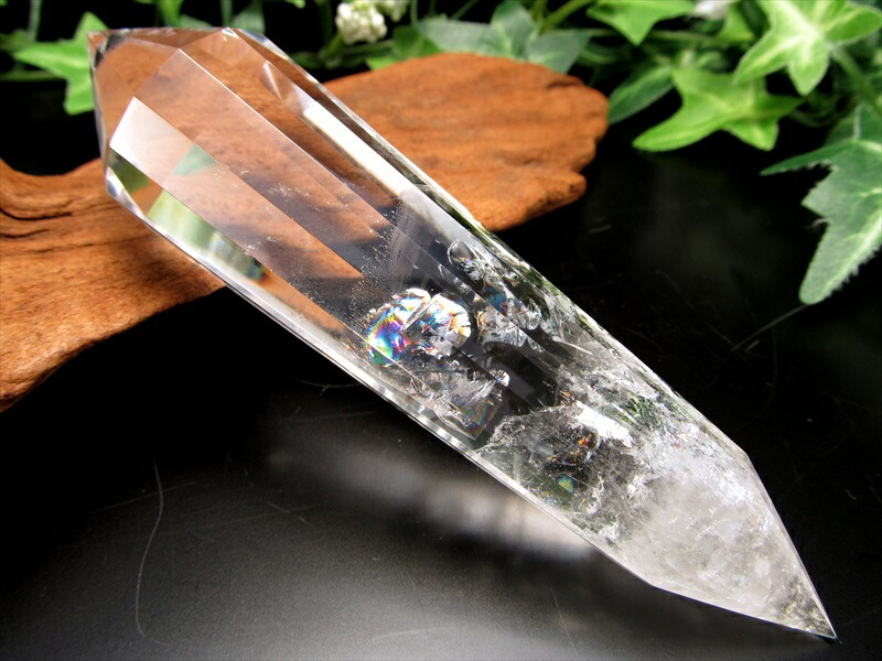 超希少 レムリアンシード贅沢使用 虹入り レムリアン水晶 ヴォーゲルワンド 高さ約119mm 重さ約107g 生命力を増幅する特別な幾何学形状